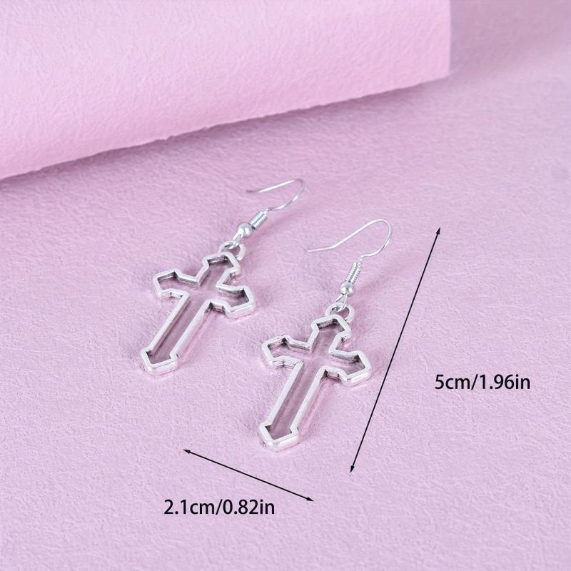 Vintage Hip Hop Cutout Cross Earrings for Men and Women