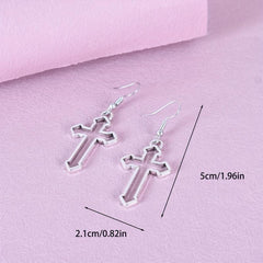 Vintage Hip Hop Cutout Cross Earrings for Men and Women