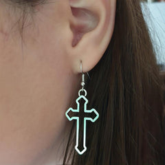 Vintage Hip Hop Cutout Cross Earrings for Men and Women