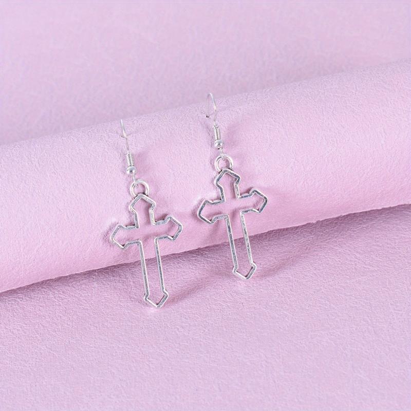 Vintage Hip Hop Cutout Cross Earrings for Men and Women