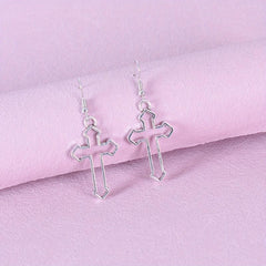 Vintage Hip Hop Cutout Cross Earrings for Men and Women