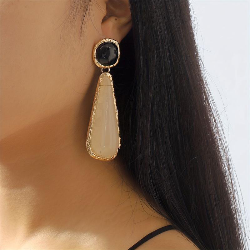 Geometric Teardrop Pendant Dangling Earrings - Gift For Women Girls