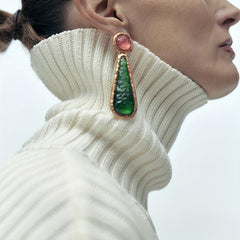 Geometric Teardrop Pendant Dangling Earrings - Gift For Women Girls