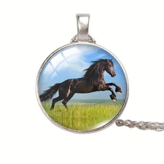 Elegant Horse Racing Pendant Necklace - Great Gift Idea!