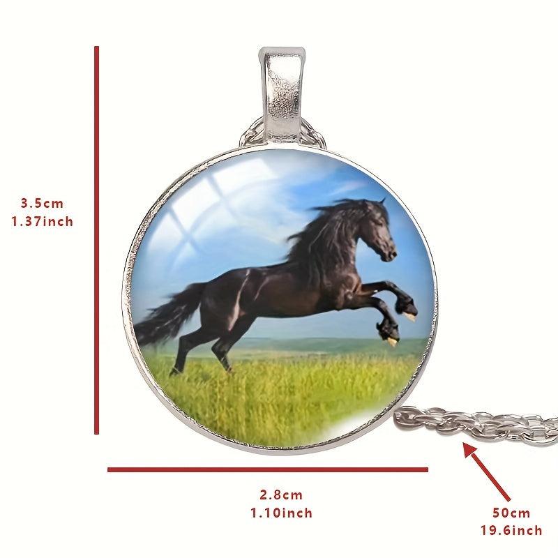 Elegant Horse Racing Pendant Necklace - Great Gift Idea!