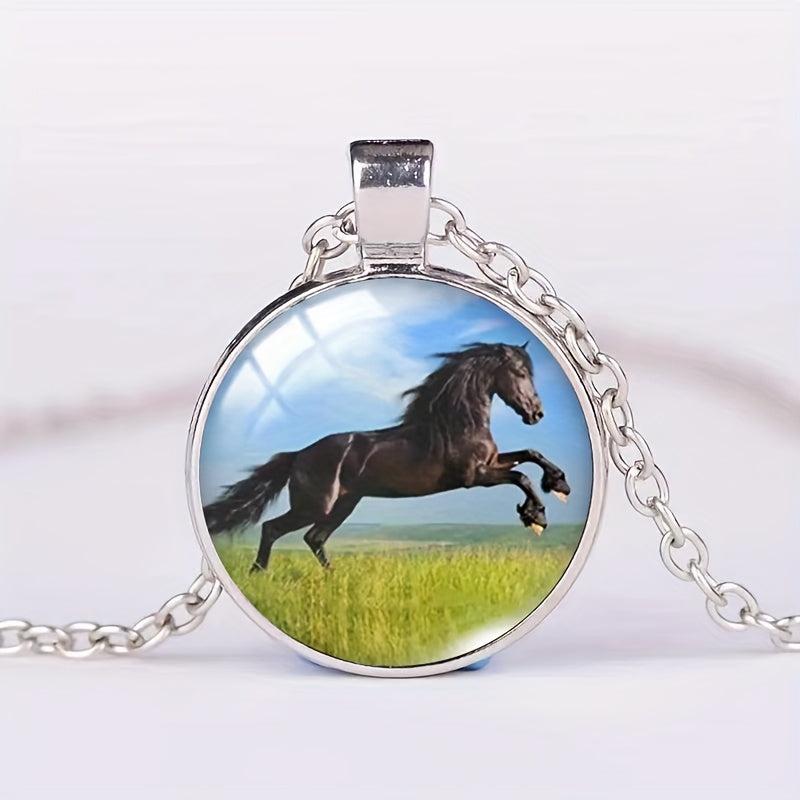 Elegant Horse Racing Pendant Necklace - Great Gift Idea!