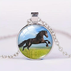 Elegant Horse Racing Pendant Necklace - Great Gift Idea!