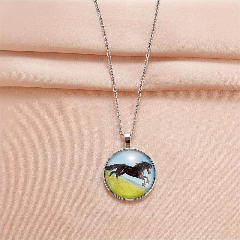 Elegant Horse Racing Pendant Necklace - Great Gift Idea!