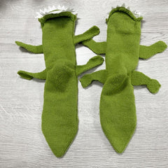 3D Crocodile Wool Socks Mid-calf Warm Funny Novelty Green Winter Autumn Pair
