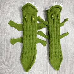 3D Crocodile Wool Socks Mid-calf Warm Funny Novelty Green Winter Autumn Pair