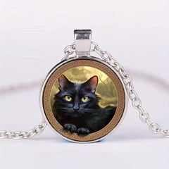 Hip Hop Style Cat Round Pendant Necklace