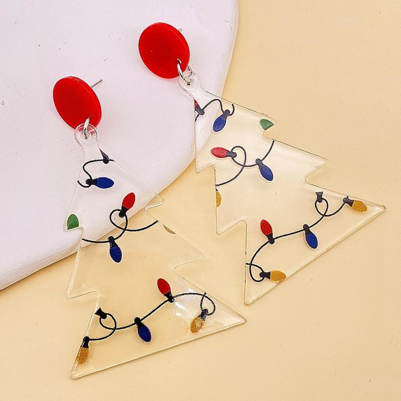 Acrylic Christmas Tree Earrings Transparent Style