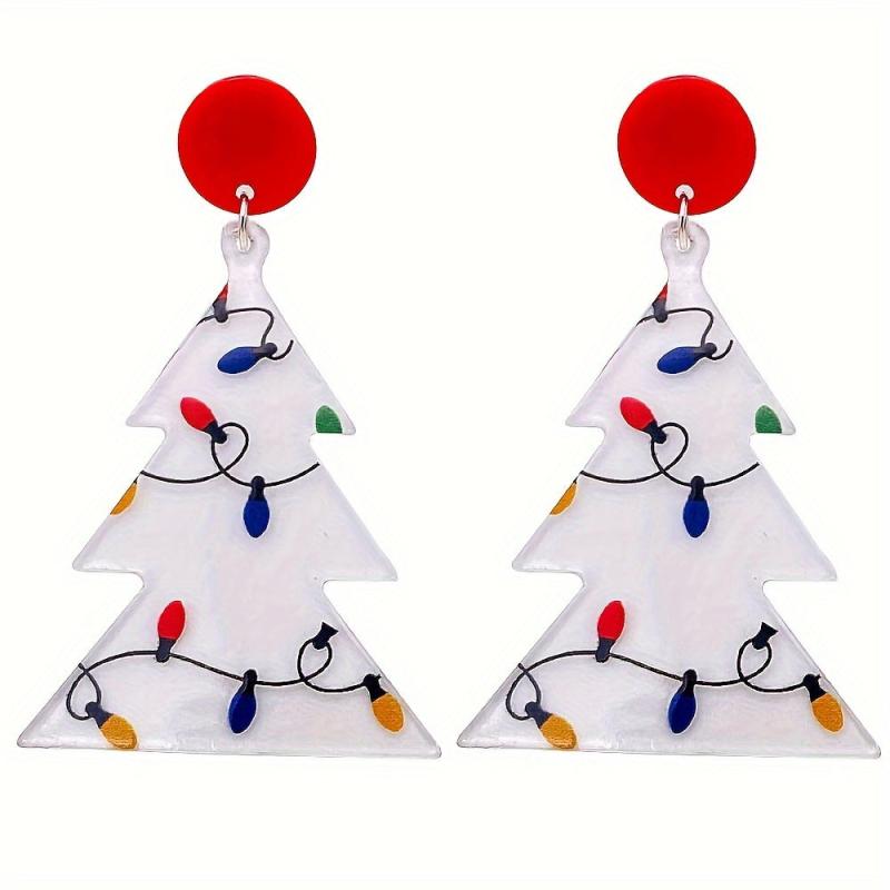 Acrylic Christmas Tree Earrings Transparent Style