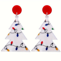 Acrylic Christmas Tree Earrings Transparent Style