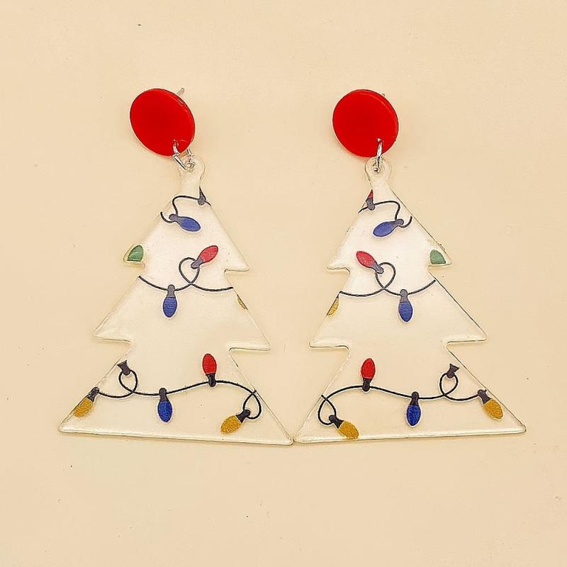 Acrylic Christmas Tree Earrings Transparent Style