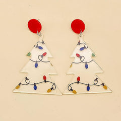 Acrylic Christmas Tree Earrings Transparent Style