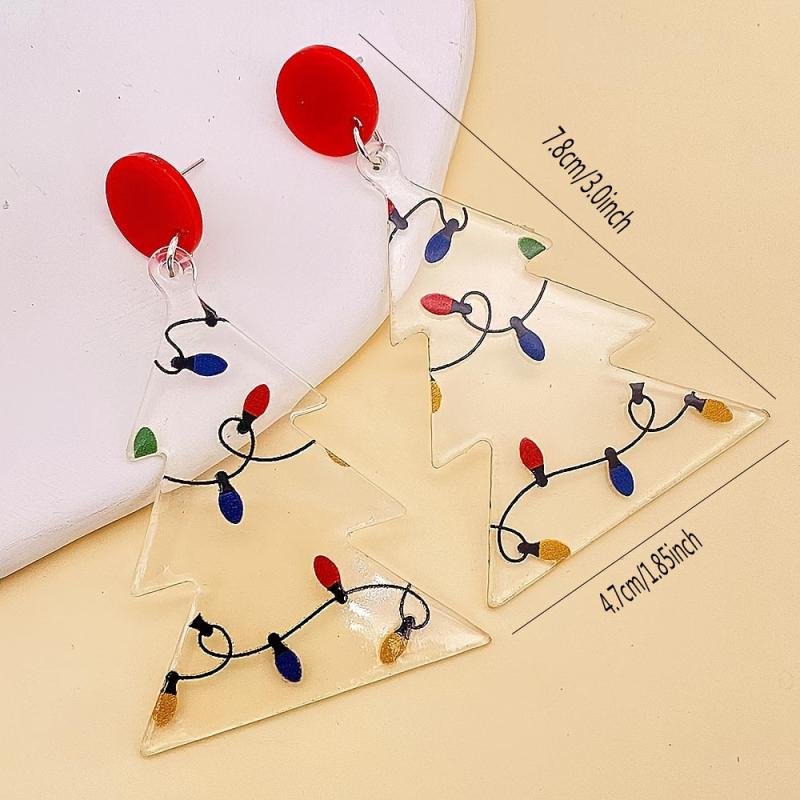 Acrylic Christmas Tree Earrings Transparent Style