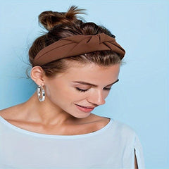 Nonslip Wide Top Knot Hair Hoops for Women - Beige Brown Hair Ties