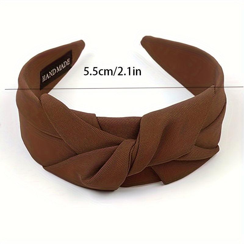 Nonslip Wide Top Knot Hair Hoops for Women - Beige Brown Hair Ties