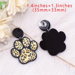 Y2K Style Paw Print Stud Earrings Leopard Print Cat Dog Acrylic Jewelry