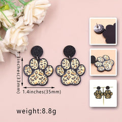Y2K Style Paw Print Stud Earrings Leopard Print Cat Dog Acrylic Jewelry