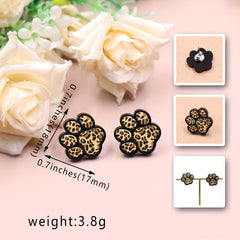 Y2K Style Paw Print Stud Earrings Leopard Print Cat Dog Acrylic Jewelry