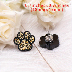 Y2K Style Paw Print Stud Earrings Leopard Print Cat Dog Acrylic Jewelry