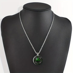 Lucky Clover Pendant Necklace Glass Chain Halloween Gift