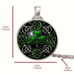 Lucky Clover Pendant Necklace Glass Chain Halloween Gift