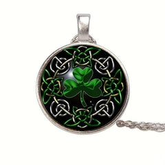 Lucky Clover Pendant Necklace Glass Chain Halloween Gift