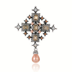 Baroque Cross Pearl Brooch Femininity Coat Corsage