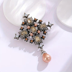 Baroque Cross Pearl Brooch Femininity Coat Corsage