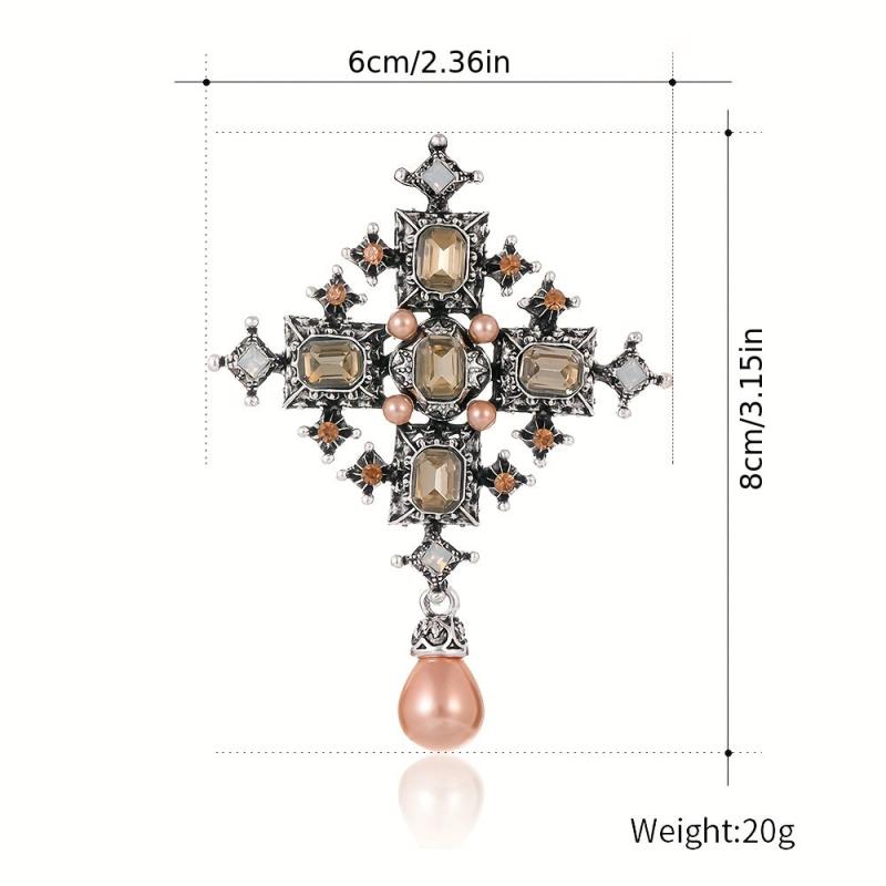 Baroque Cross Pearl Brooch Femininity Coat Corsage