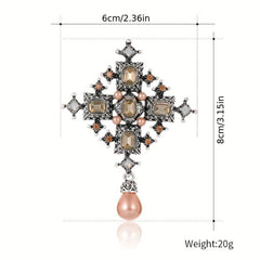 Baroque Cross Pearl Brooch Femininity Coat Corsage