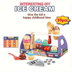 Kids Play House Toy Ice Cream Dessert Jenga Set Girl Assembly Gift