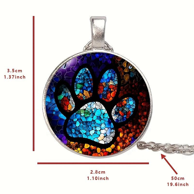 Round Claw Print Crystal Bead Pendant Necklace - Gift for Men and Women