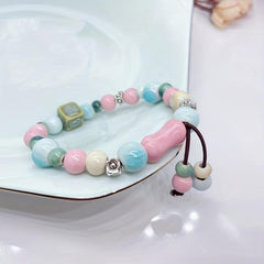 Cartoon Ceramic Beaded Bracelet with Elastic Rope