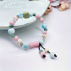 Cartoon Ceramic Beaded Bracelet with Elastic Rope