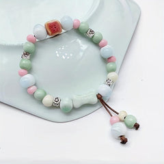 Cartoon Ceramic Beaded Bracelet with Elastic Rope