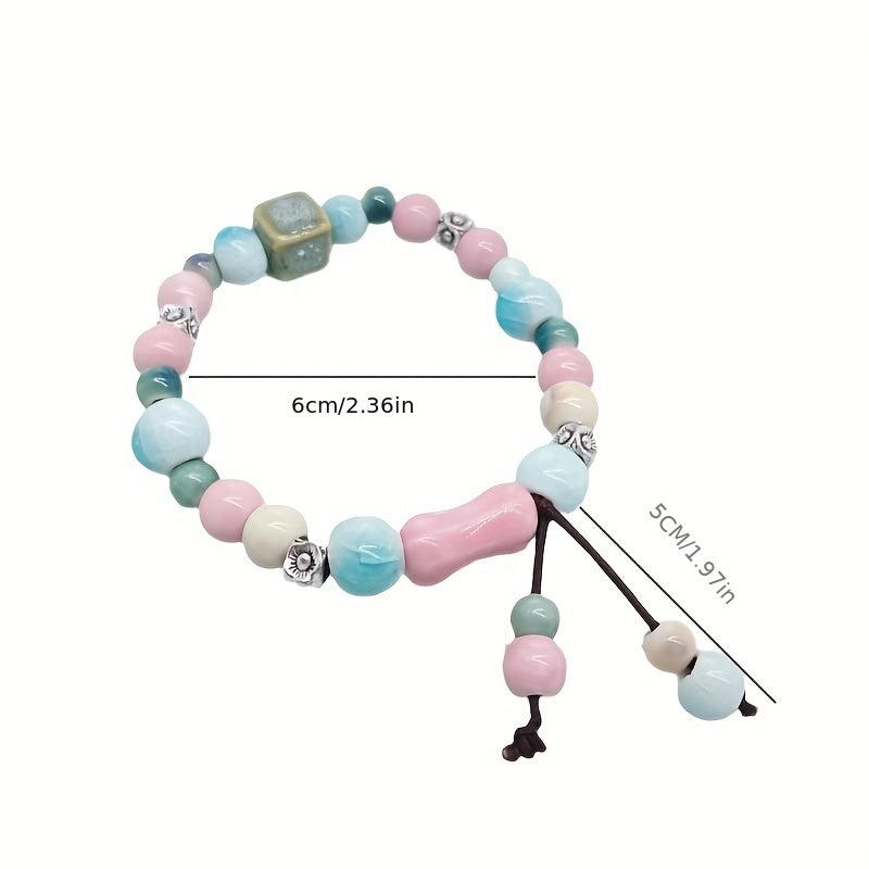 Cartoon Ceramic Beaded Bracelet with Elastic Rope