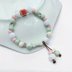 Cartoon Ceramic Beaded Bracelet with Elastic Rope