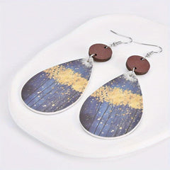 Star Faux Leather Earrings Gift Party Jewelry
