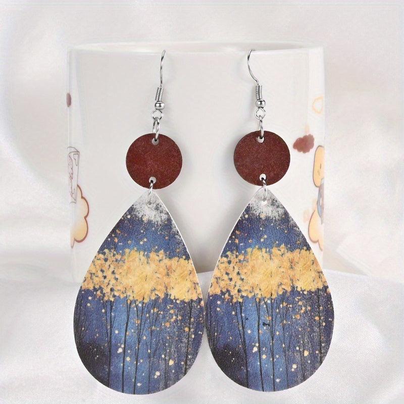 Star Faux Leather Earrings Gift Party Jewelry