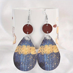 Star Faux Leather Earrings Gift Party Jewelry