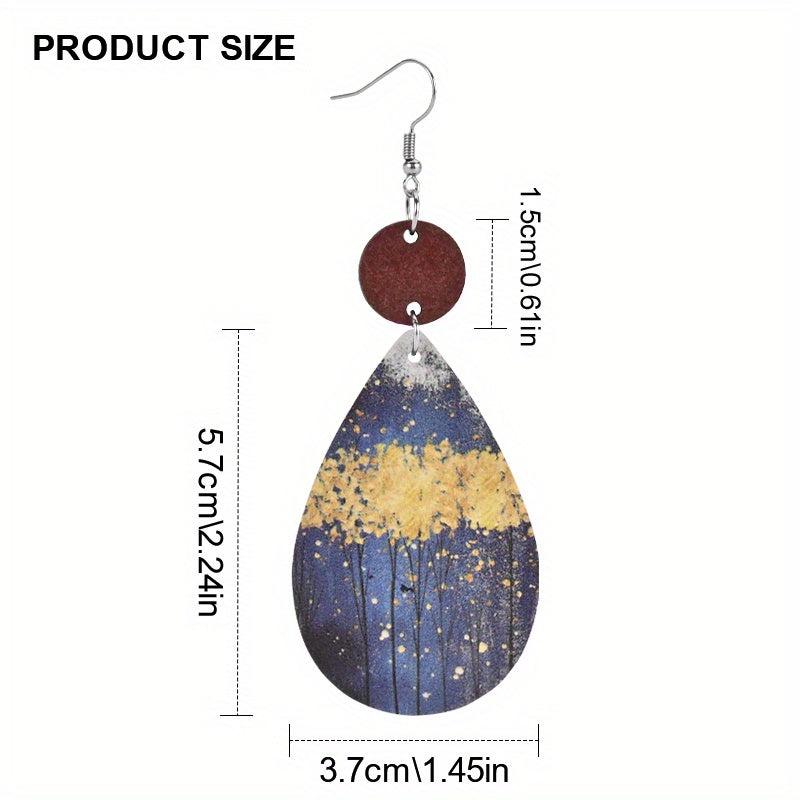 Star Faux Leather Earrings Gift Party Jewelry