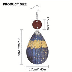 Star Faux Leather Earrings Gift Party Jewelry