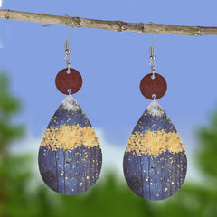 Star Faux Leather Earrings Gift Party Jewelry