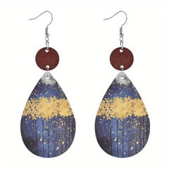 Star Faux Leather Earrings Gift Party Jewelry