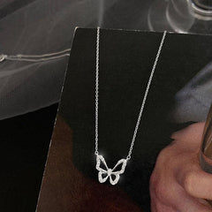 Butterfly Pendant Necklace with Artificial Diamond