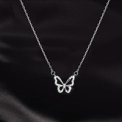 Butterfly Pendant Necklace with Artificial Diamond